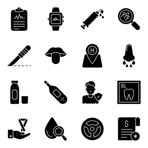 stock vector Pack of Medication Solid Icons