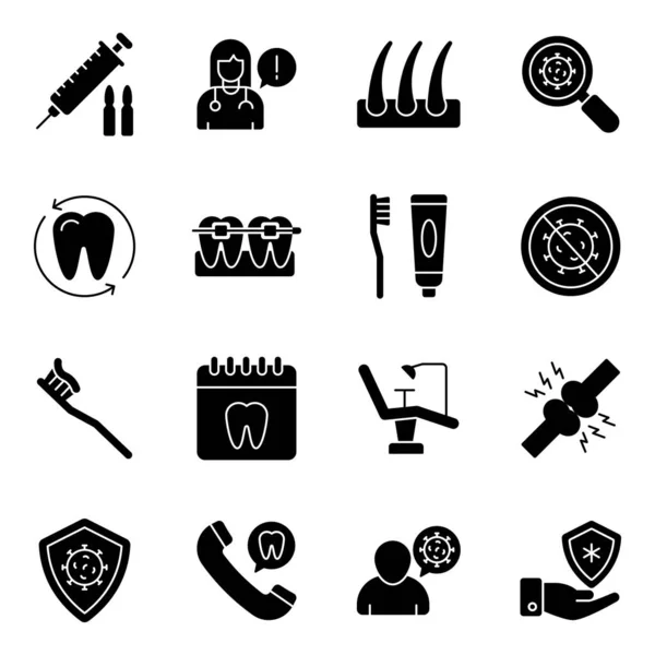 Healthcare Solid Icons Csomagolás — Stock Vector