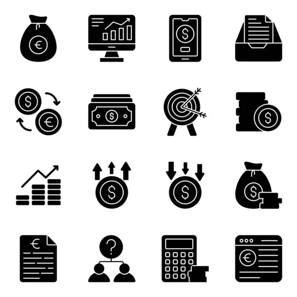 stock vector Pack of Finance Solid Icons 