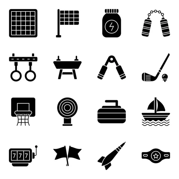 Pack Sports Games Solid Icons — Stockvector