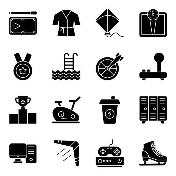Pack Sports Gym Solid Icons — Stock Vector
