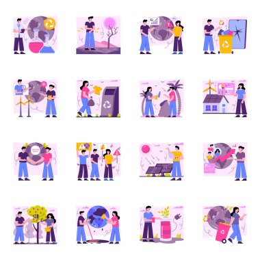 Çevresel Sorunlar Paketi Düz Çizimler 