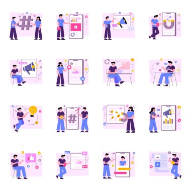 Sosyal Medya Düz Çizimler Paketi 