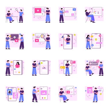 Sosyal Ağ Düz Çizimler Paketi