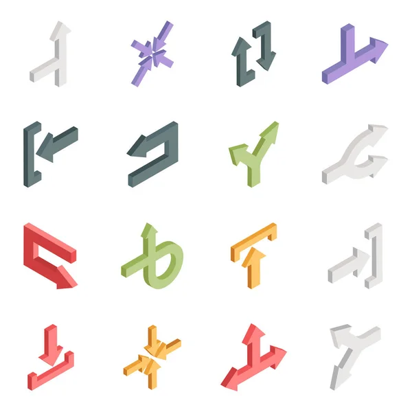 Pack Arrows Isometric Icons — Stock Vector