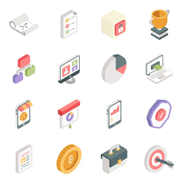 stock vector Pack of Business and Document Isometric Icons 