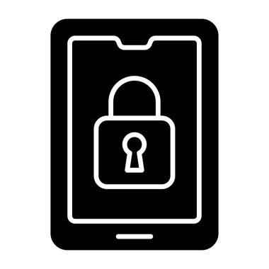 Mobil güvenliğin kavramsal katı tasarım simgesi