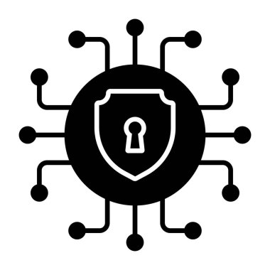 Ağ güvenliğinin kavramsal katı tasarım simgesi 