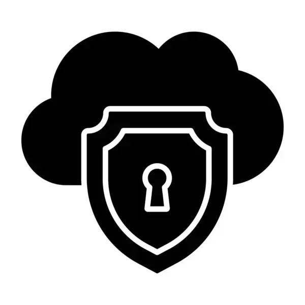 Conceptual Solid Design Icon Cloud Protection — Stock Vector