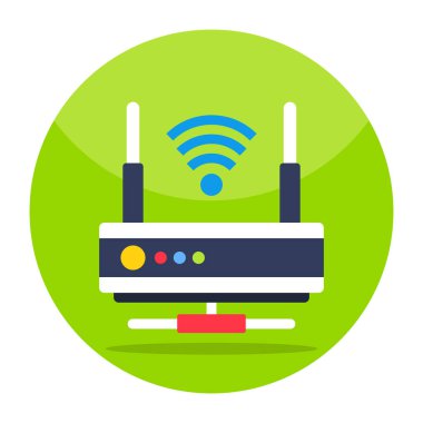 İnternet aygıtı simgesi, yönlendiricinin düz tasarımı 