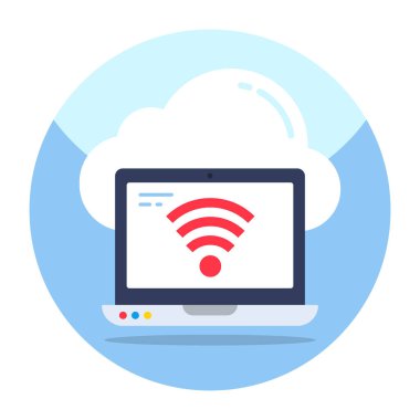 Buluta bağlı dizüstü bilgisayarın düzenlenebilir dizayn simgesi 