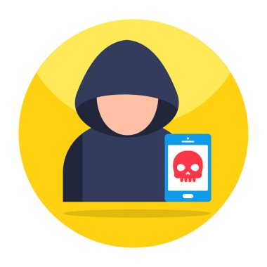 Mobil hacker 'ın kavramsal düz tasarım simgesi 