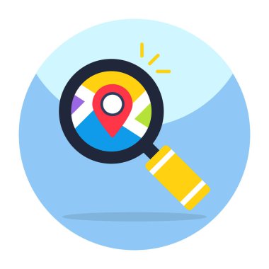 Harita işaretleyici büyüteç içinde, arama konumu simgesi 