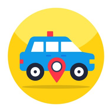 Polis arabasının konumu kavramsal düz tasarım simgesi 