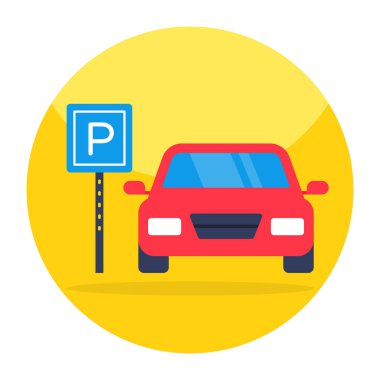 Araba parkının renkli tasarım ikonu  