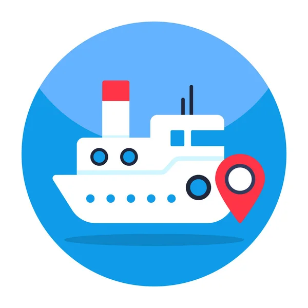 Map Pin Ship Icon Boat Location — Stock Vector