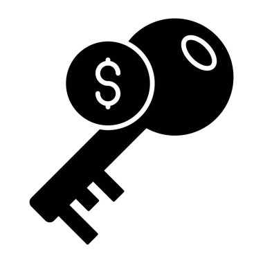 Finansal anahtarın kavramsal katı tasarım simgesi