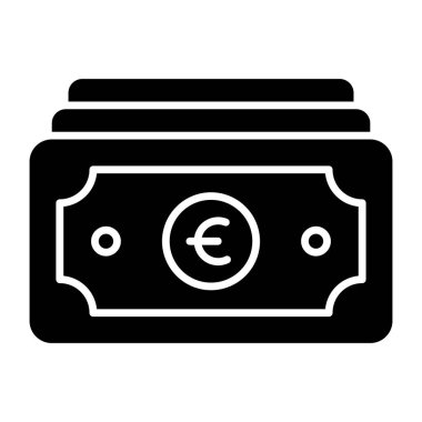 Euro banknot simgesi, kağıt para biriminin sağlam tasarımı 