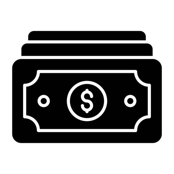 Ikona Banknotów Solidny Wzór Waluty Papierowej — Wektor stockowy