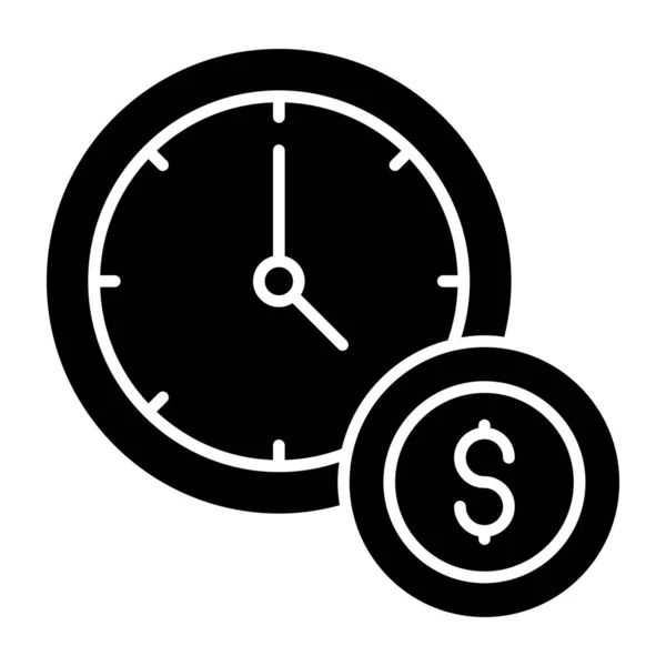 Dolar Wewnątrz Zegara Ikona Czasu Pieniądz — Wektor stockowy