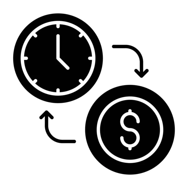 Dollar Binnen Stopwatch Icoon Van Tijd Geld — Stockvector