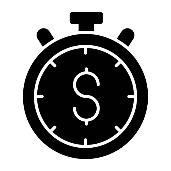 Dólar Dentro Cronômetro Ícone Tempo Dinheiro — Vetor de Stock
