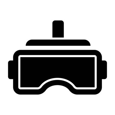 Beyaz arkaplanda izole edilmiş VR gözlüklerinin yaratıcı tasarım simgesi