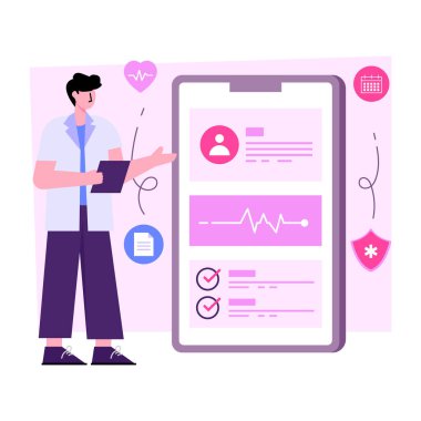 Taşınabilir kalp kontrolünün kavramsal düz tasarım çizimi 