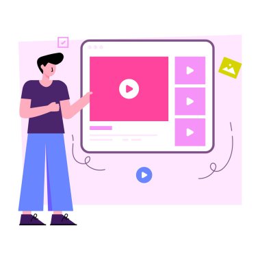 Çevrimiçi video klibinin düzenlenebilir tasarım çizimi