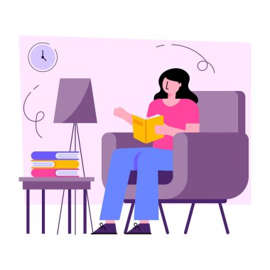 Kitap okumanın moda tasarım illüstrasyonu 