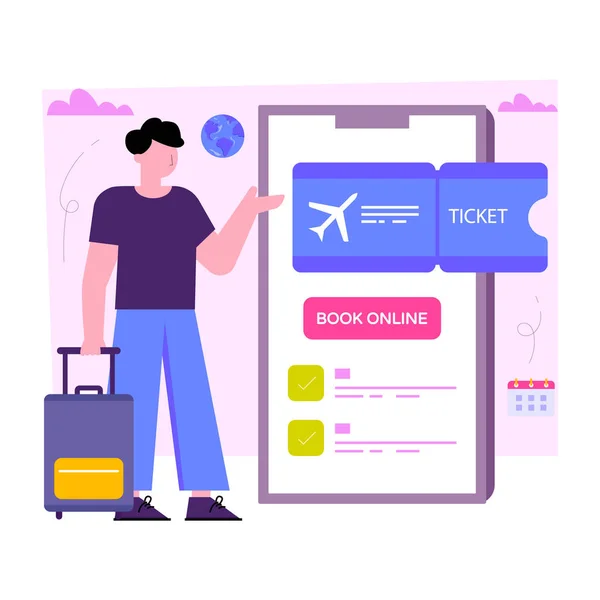 stock vector Creative design illustration of mobile ticket booking 