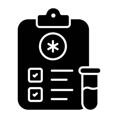 Laboratuvar test raporunun kabartma tasarım simgesi kavramsallaştırılıyor 