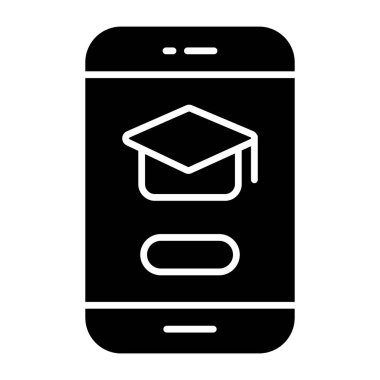 Mobil eğitimin kavramsal kabartma tasarım simgesi