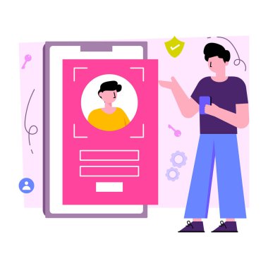 Mobil yüz taraması mükemmel tasarım ile illüstrasyon 