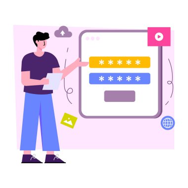 Parola güvenliğinin düzenlenebilir tasarım çizimi 