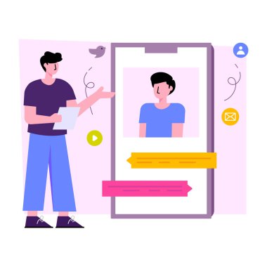 Mobil sohbetin eşsiz bir tasarım çizimi 