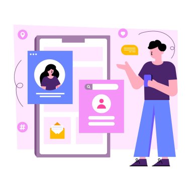 Mobil video iletişiminin modern tasarım çizimi 