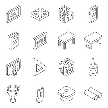 Eğitim Paketi Isometric Simgeleri