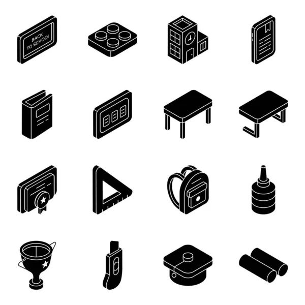 Pack Iconos Isométricos Educativos — Archivo Imágenes Vectoriales
