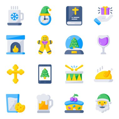 Xmas Düz Simgelerinin Paketi 