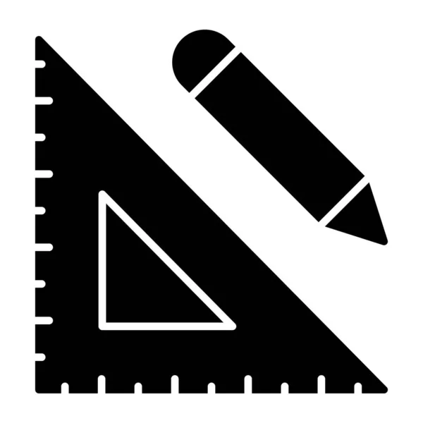 Bleistift Mit Dreieckskala Symbol Für Geometrische Werkzeuge — Stockvektor