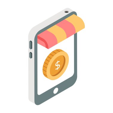 Akıllı telefonun içindeki dolar, cep telefonu parasının simgesi 