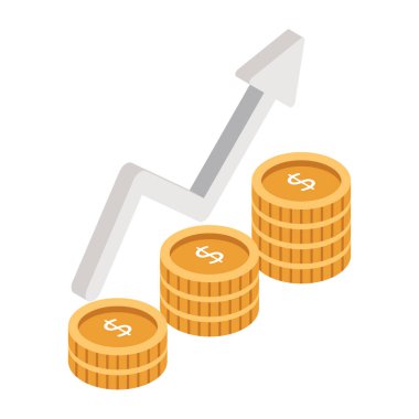 Finansal büyüme grafiğinin Isometric tasarım simgesi 