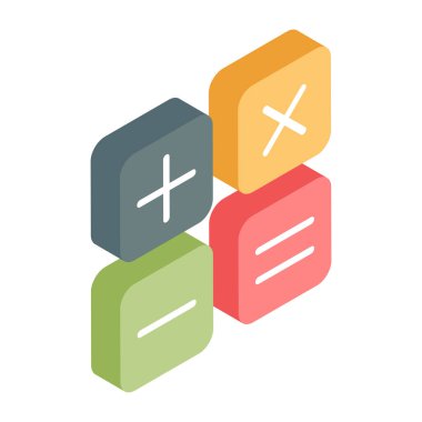 Calc işaretinin vektör tasarımı, izometrik simge