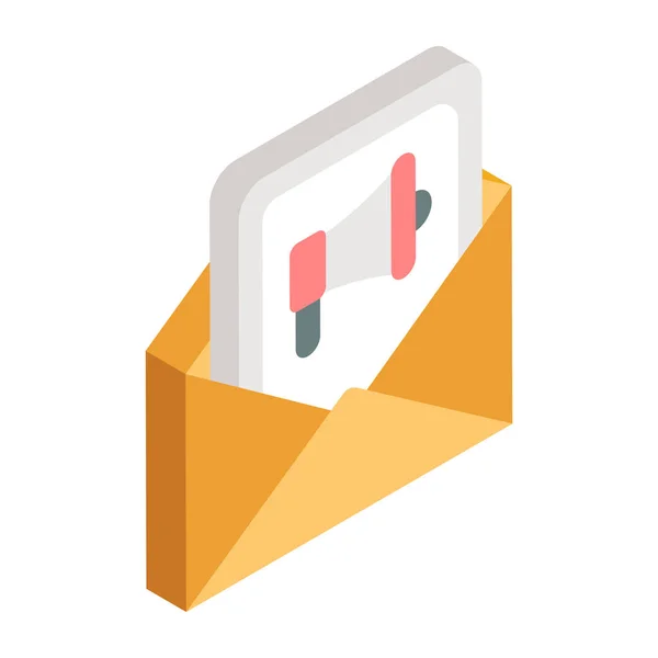 Progettazione Vettoriale Della Mail Marketing Icona Isometrica — Vettoriale Stock