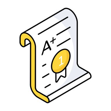 Rozetli kağıt, sertifika simgesinin düz tasarımı