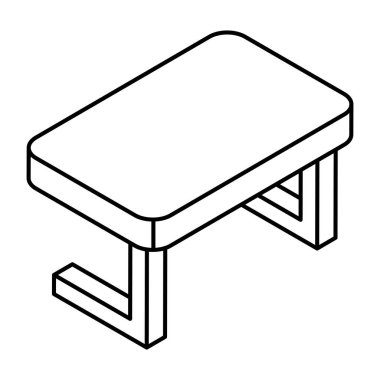 Masanın doğrusal izometrik tasarım simgesi 