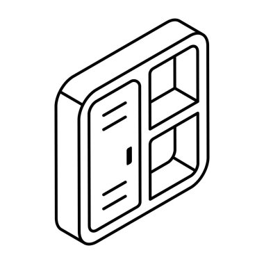 Anlık indirme için doğrusal izometrik dizaynda bir kitaplık simgesi 