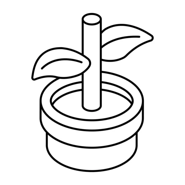 花盆的线形设计图标 — 图库矢量图片