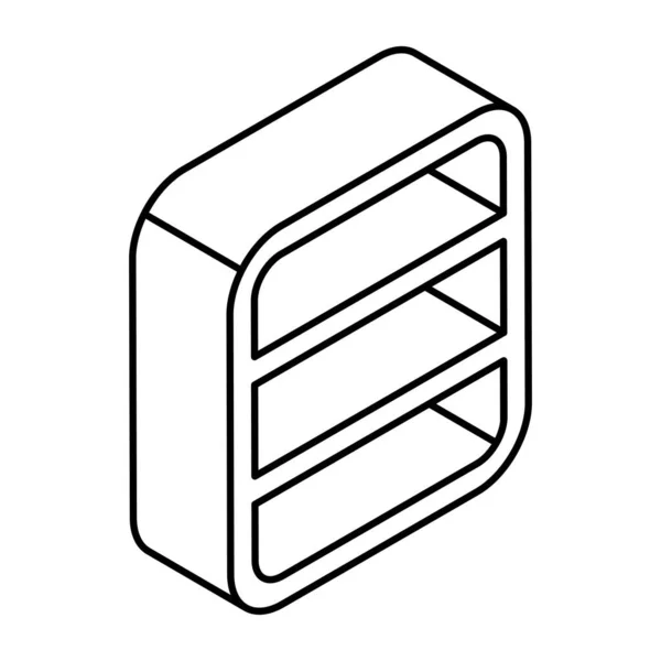 Eine Ikone Des Bücherregals Linearem Isometrischem Design Steht Zum Sofortigen — Stockvektor